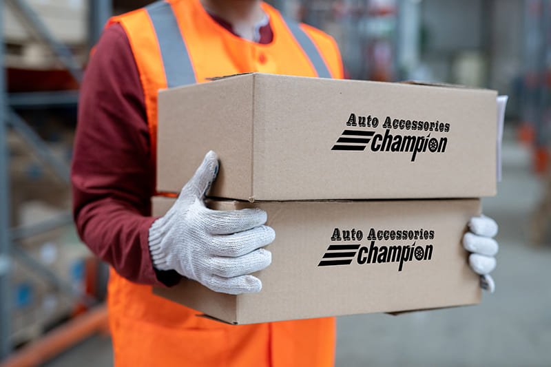 worker moving the box